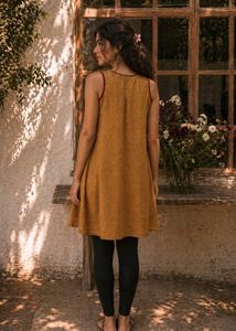 New Stylish Yellow Kurta with Embroidered Neckline