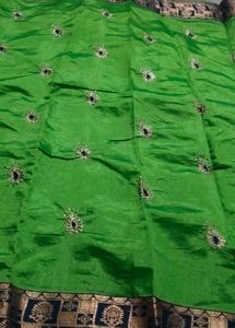 Vibrant Green Embroidered Silk Saree