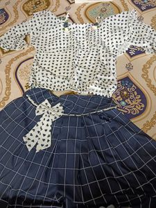 Heart Print Crop Top & Skirt Set