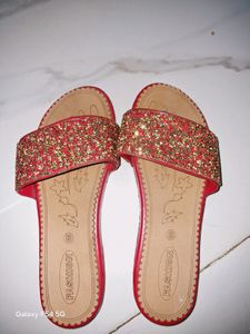 Red Color Party Wear Sandals