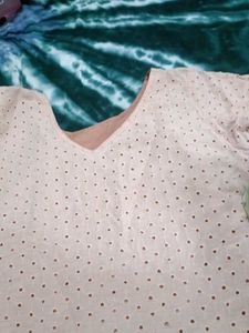 Elegant Pink Eyelet Blouse