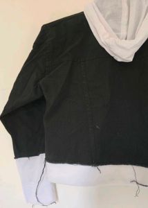 Black Denim Jacket with Hoodie