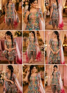 Designer Bandhani Kurta Set with Potli Bag