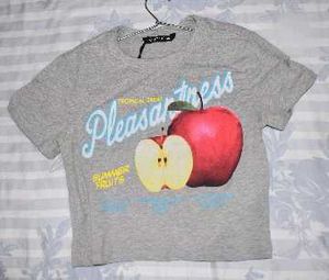 Grey Apple Graphic CROPPED  T-Shirt