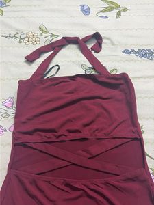 Maroon Halter Neck Bodycon Dress