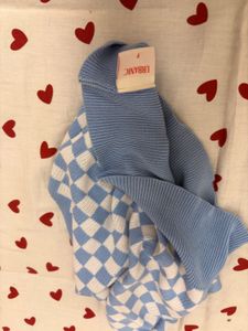 Checkerboard Halter Neck Knit Top