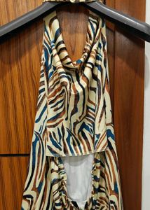 Stylish Zebra Print Halter Top (Size M)