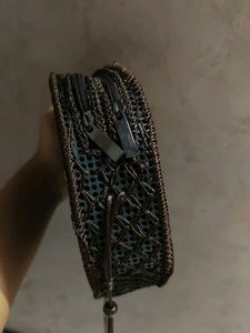 Unique Round Woven Bag with Coconut Shells
