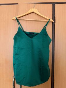 Elegant Green Satin Camisole Top