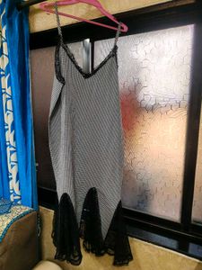 Checkered Lace Trim one-piece