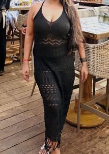 Chic Black Crochet Maxi Dress