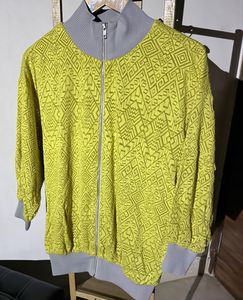 Yellow Textured Bomber Jacket