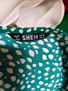 Green Polka Dot Tie Front Top 32"-38" adjustable