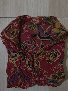 Red Batik Print Kurta Top