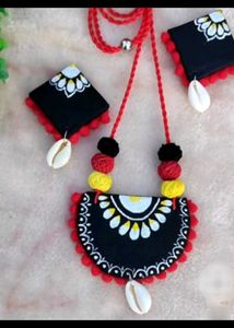 Boho Chic Handpainted Necklace &amp; Earring Set