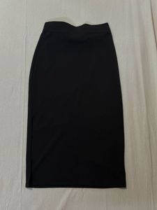 Classic Black Slit Midi Skirt