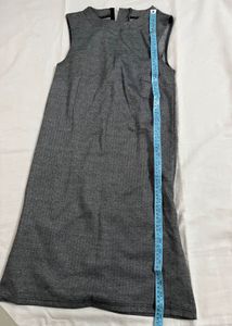 Charcoal Grey Herringbone A-Line Dress – Sleeveles