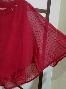 Tunic-Poncho- Pink Mix Red