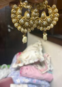 Elegant Pearl & Gold Dangle Earrings