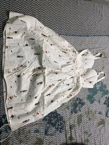White Christmas theme Printed Dress