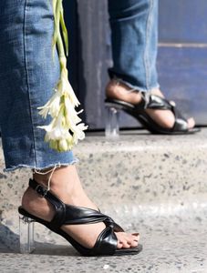 Chic Black Block Heels with Twist Detail