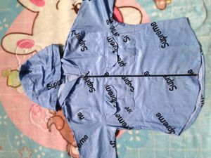 Light Blue Supreme Print Jacket
