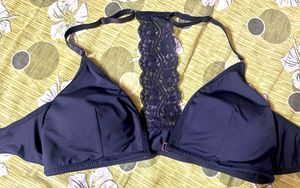 Black Lace Trim Bra