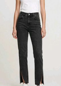 Stylish Black Wash Jeans with Side Slits