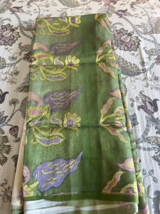 Green Floral Pattern korasilk saree