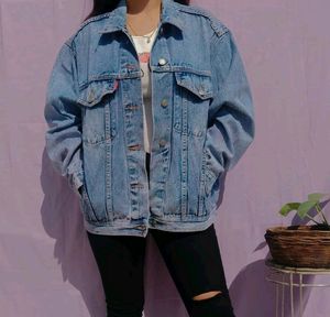 Pinteresty Oversized Unisex Vintage Denim Jacket