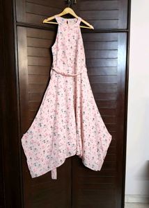 Fusion Pink Printed Shimmery Midi Dress