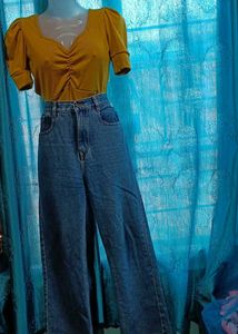 Wide Leg Denim Jeans