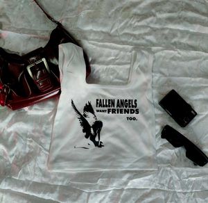 Graphic Angel Print Crop Tank Top