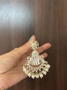 Elegant Pearl & Crystal Chandbali Earrings