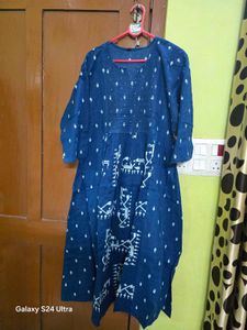 Navy Blue Printed Kurta