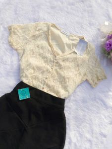 Free Delivery Elegent Korean  Top &amp; Skirt Set🫂?