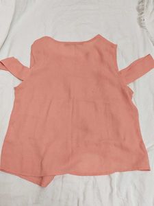 Flowy Coral Cold Shoulder Top