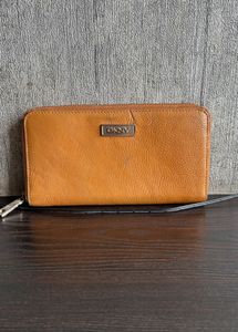 DKNY leather Orange Zip Around Wallet