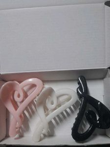BIG Heart Shaped Hair Claw Clips (Set of 3)