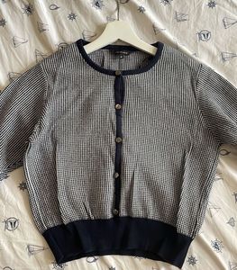 Chic Navy &amp; White Knit Cardigan