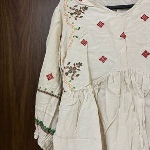 Embroidered Peplum Kurta