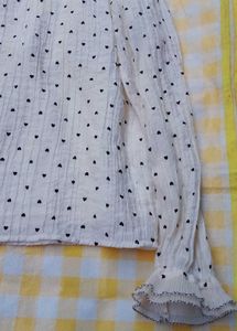 Polka Dot Sheer Ruffle Blouse