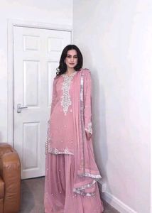 Elegant Pink Sharara Set