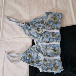 Urbanic Sheer Floral Embroidered Bralette