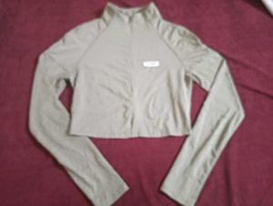 Cropped Long Sleeve Mock Neck Jacket