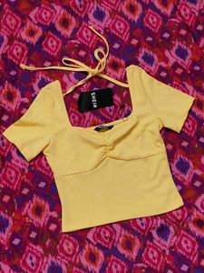 💛Butter Yellow Ribbed Square Neck Top