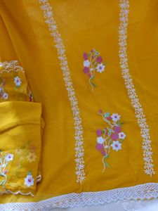 Fabric 5 Mtr Georgette With Cut Work Dupatta