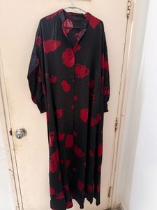 Chic plus size Black &amp; Red Floral Maxi Dress