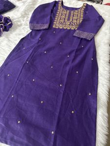 Elegant Purple Embroidered Suit Set