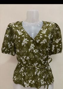 Floral Wrap Blouse